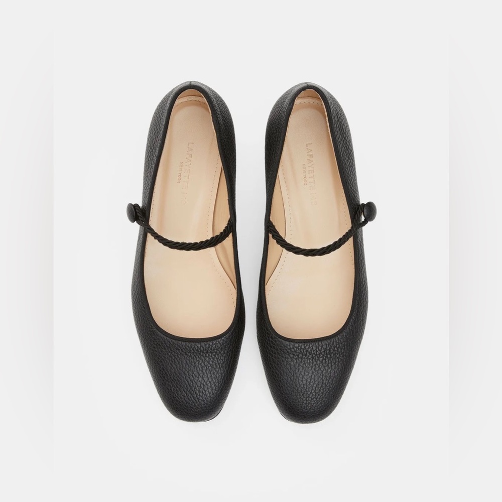 Lafayette 148 - GRAINED CALFSKIN LEATHER BALLET FLAT in black - size 39